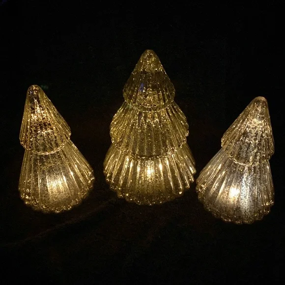 EUC 3 Glass Lighted Christmas Trees - Picture 5 of 16